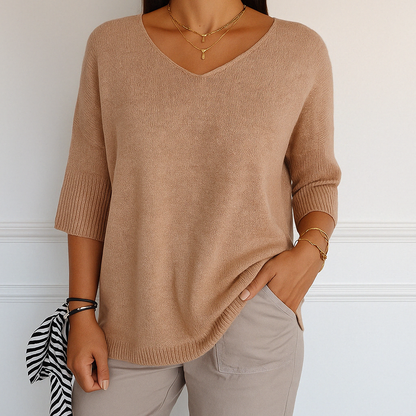 Pull Col V Femme - Maille Fine - Doux & Élégant