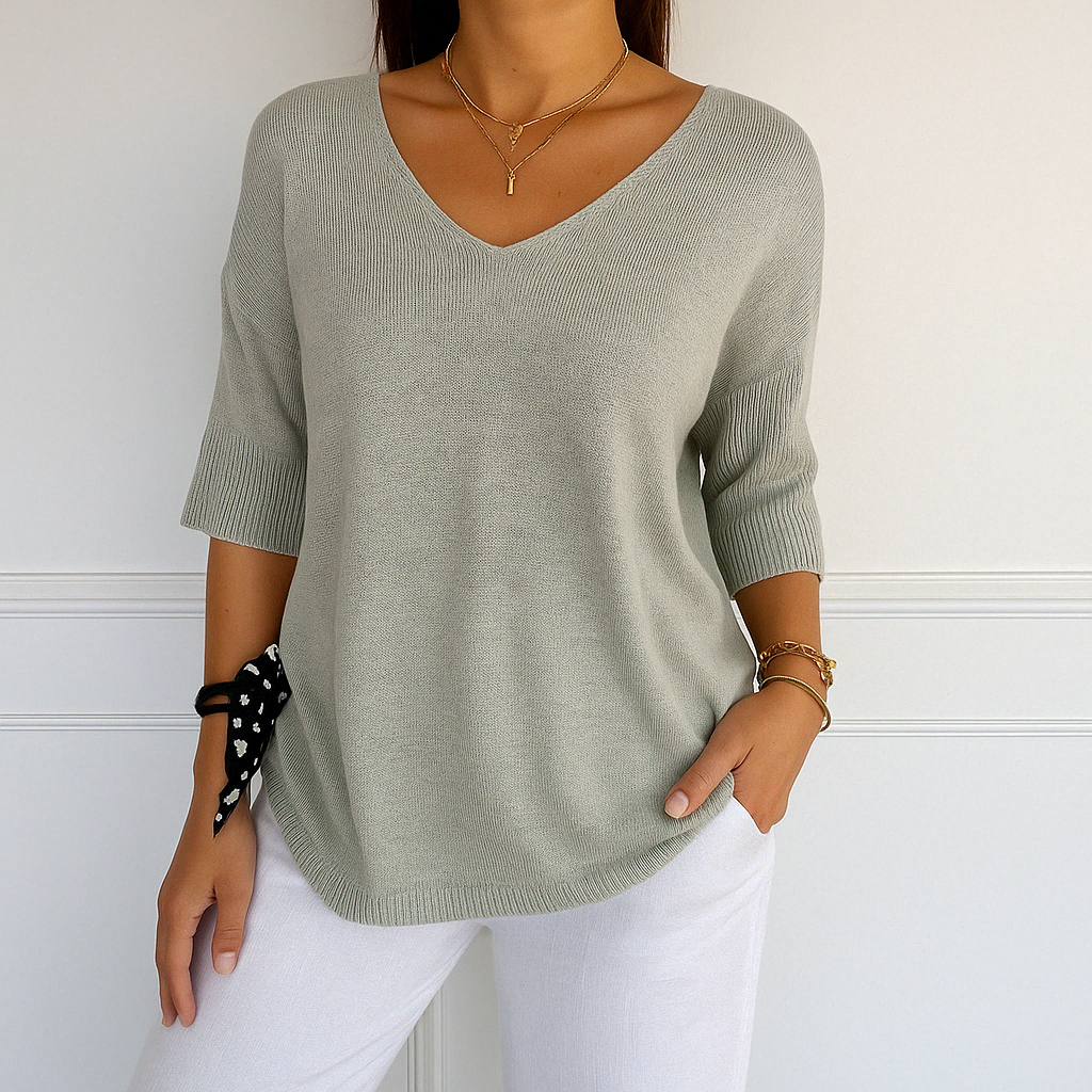 Pull Col V Femme - Maille Fine - Doux & Élégant