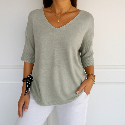 Pull Col V Femme - Maille Fine - Doux & Élégant