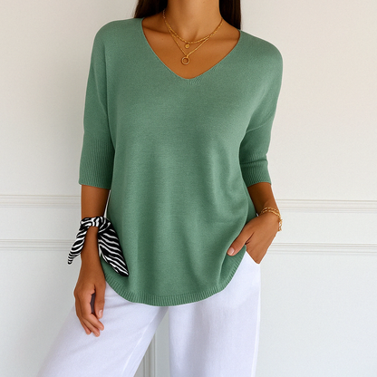 Pull Col V Femme - Maille Fine - Doux & Élégant