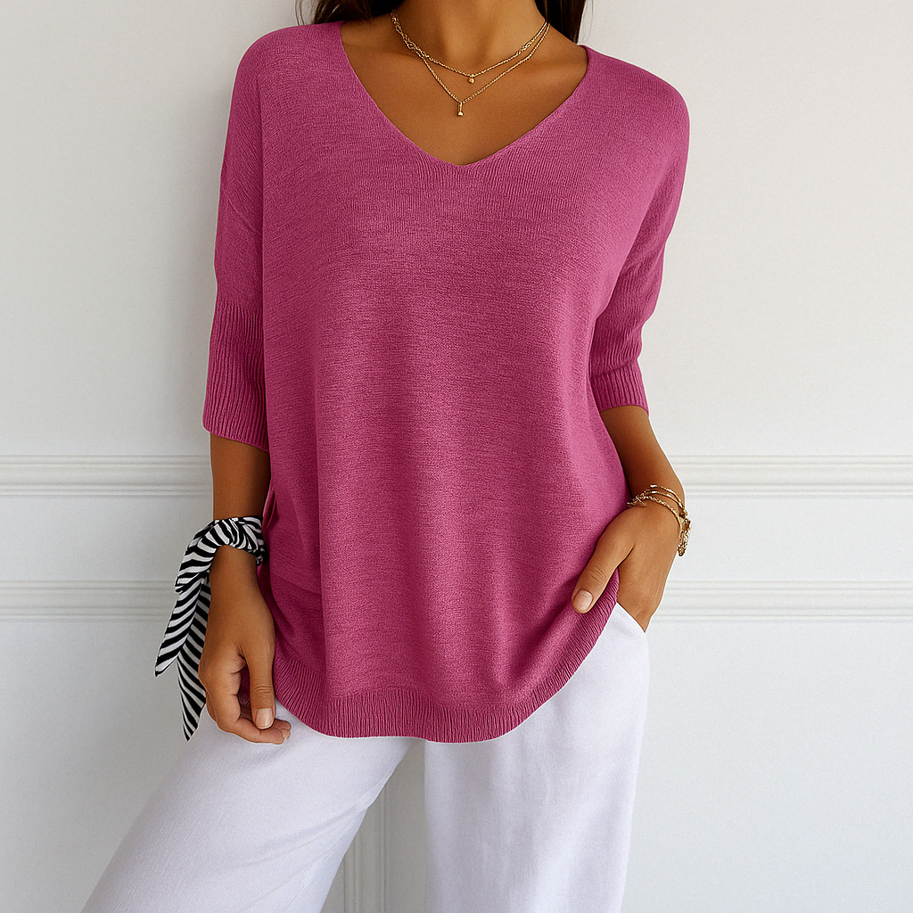 Pull Col V Femme - Maille Fine - Doux & Élégant