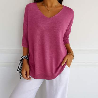 Pull Col V Femme - Maille Fine - Doux & Élégant