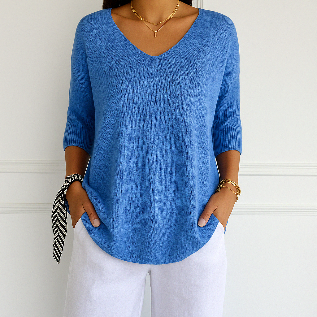 Pull Col V Femme - Maille Fine - Doux & Élégant