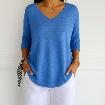 Pull Col V Femme - Maille Fine - Doux & Élégant