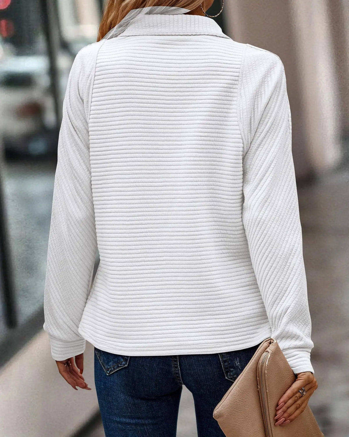 Pull Col V Élégant pour Femme | Style Automnal avec Fermeture Éclair