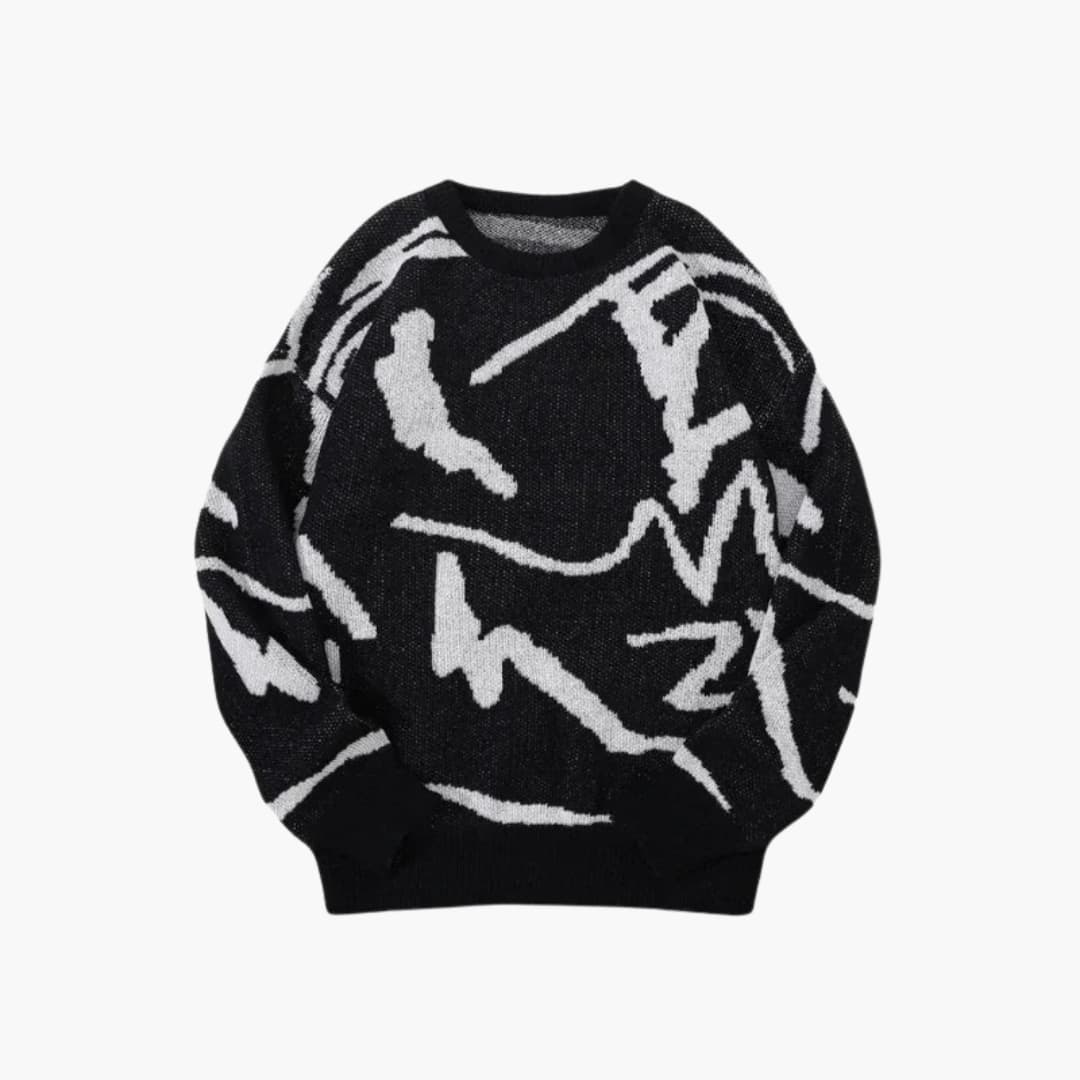 Pull Homme Tendance à Motif Abstrait – Confort Chaleureux pour un Style Unique