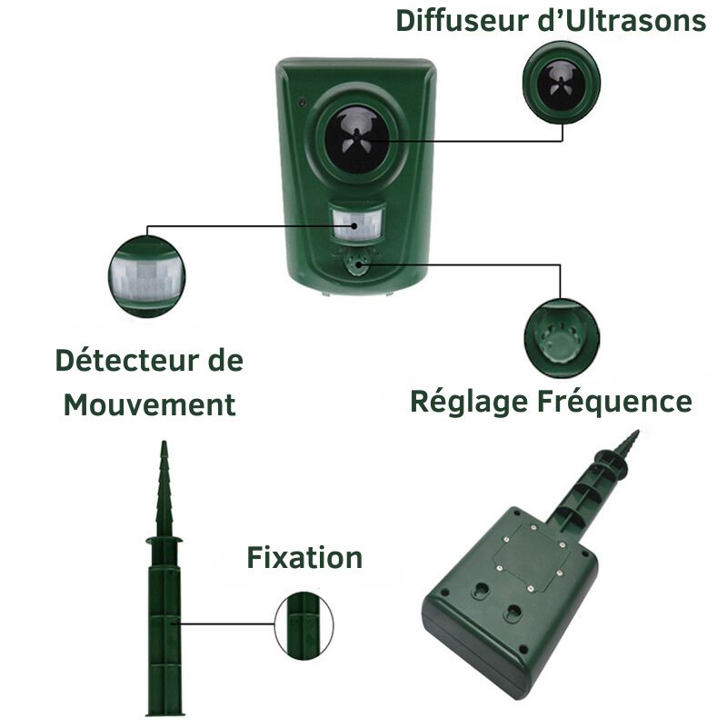 Répulsif Chats Extérieur - Ultrasons - Jardin Protégé