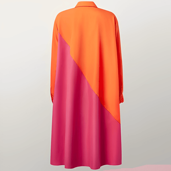 Robe chemise femme chic à col rabattu et manches 3/4