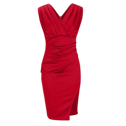 Robe Cocktail Midi pour Femmes - Col V Élégant et Coupe Flatteuse