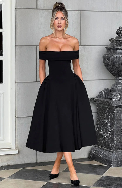 Robe Cocktail Midi Élégante pour Femme - Style Flatteur