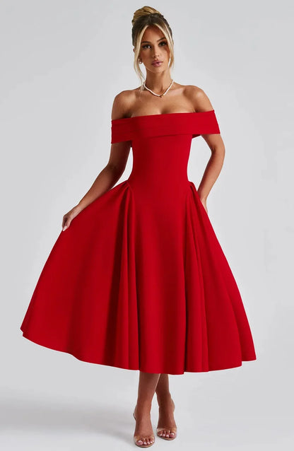 Robe Cocktail Midi Élégante pour Femme - Style Flatteur