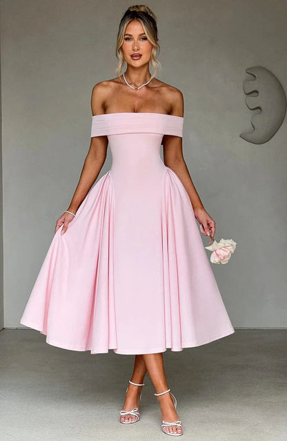 Robe Cocktail Midi Élégante pour Femme - Style Flatteur