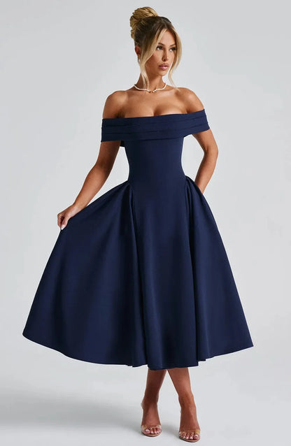 Robe Cocktail Midi Élégante pour Femme - Style Flatteur