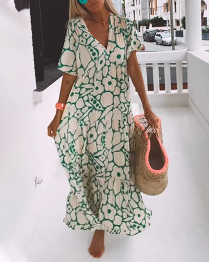 Robe Décontractée Femmes à Imprimé V-Neck - Style Estival