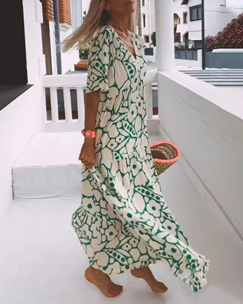 Robe Décontractée Femmes à Imprimé V-Neck - Style Estival