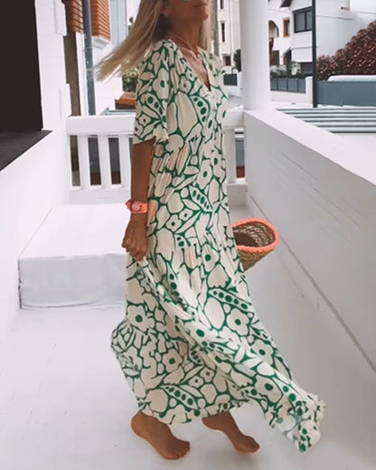 Robe Décontractée Femmes à Imprimé V-Neck - Style Estival
