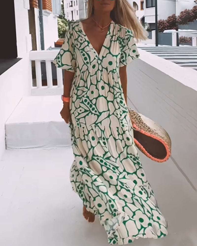 Robe Décontractée Femmes à Imprimé V-Neck - Style Estival