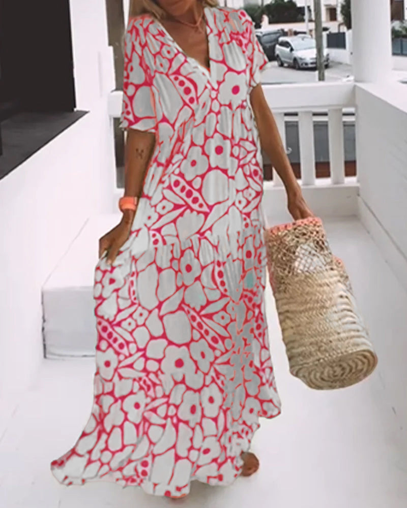 Robe Décontractée Femmes à Imprimé V-Neck - Style Estival