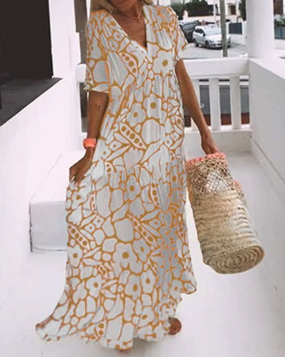 Robe Décontractée Femmes à Imprimé V-Neck - Style Estival