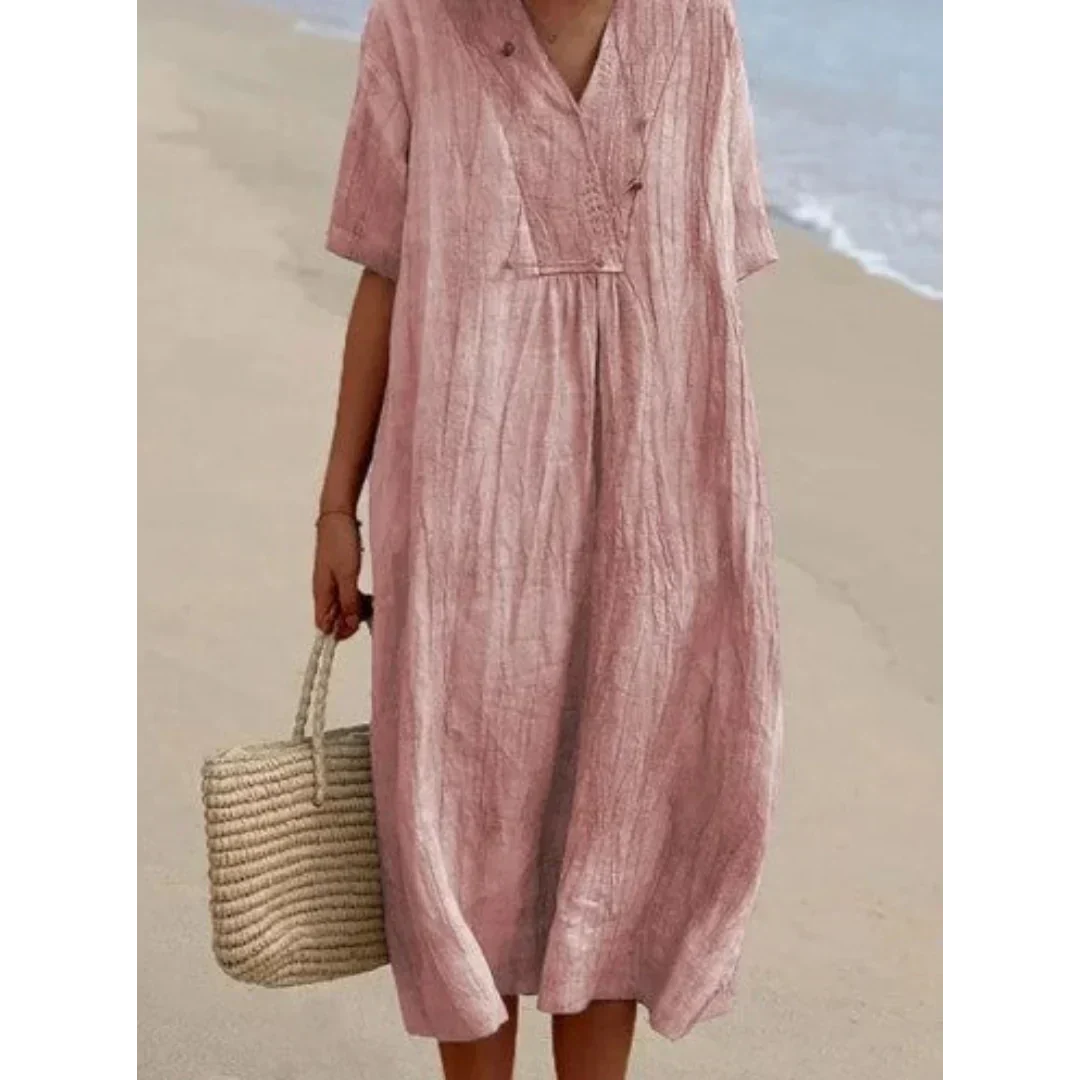 Robe de plage fluide midi pour femmes – Élégance estivale décontractée