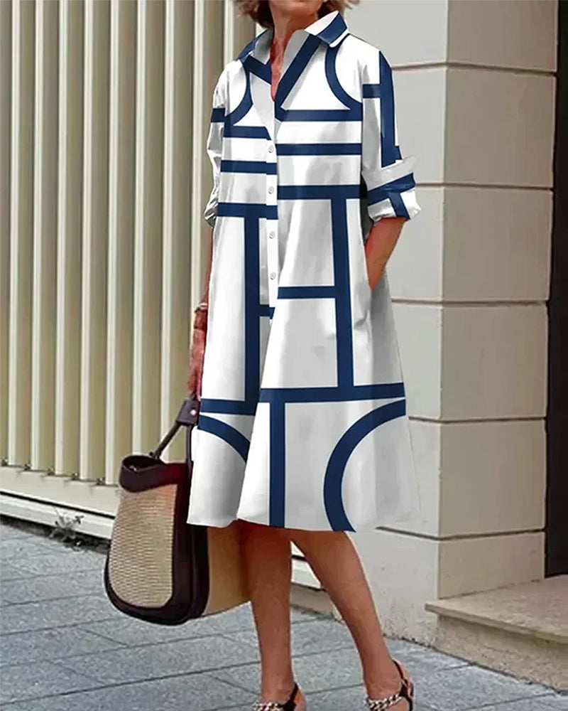 Robe Géométrique - Estelle - Poches - Chic & Confort