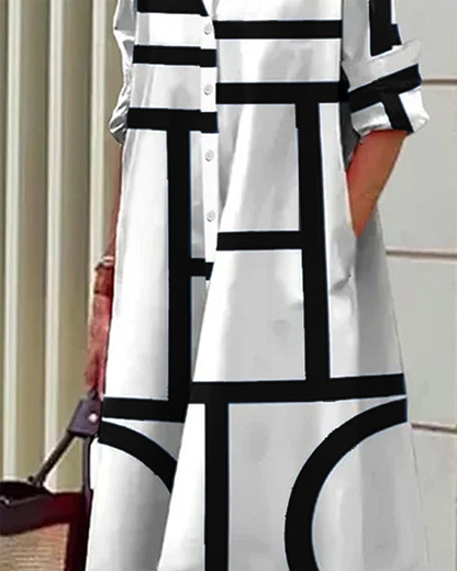 Robe Géométrique - Estelle - Poches - Chic & Confort