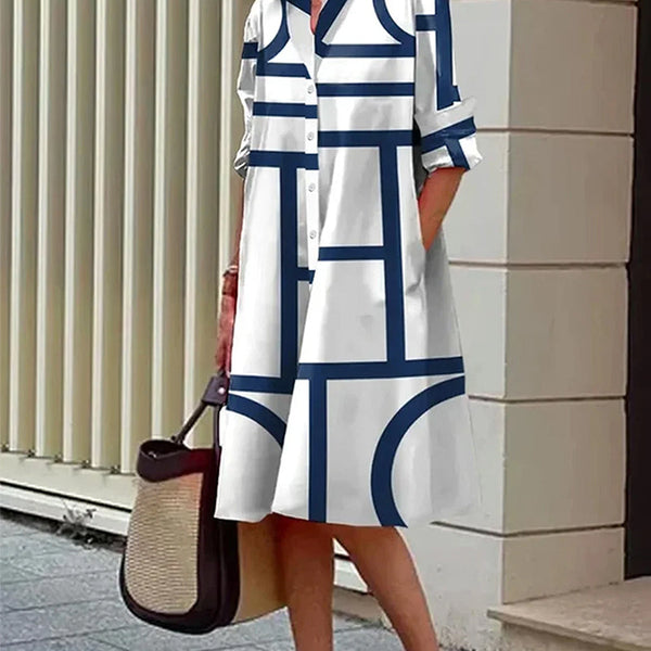 Robe Géométrique - Estelle - Poches - Chic & Confort