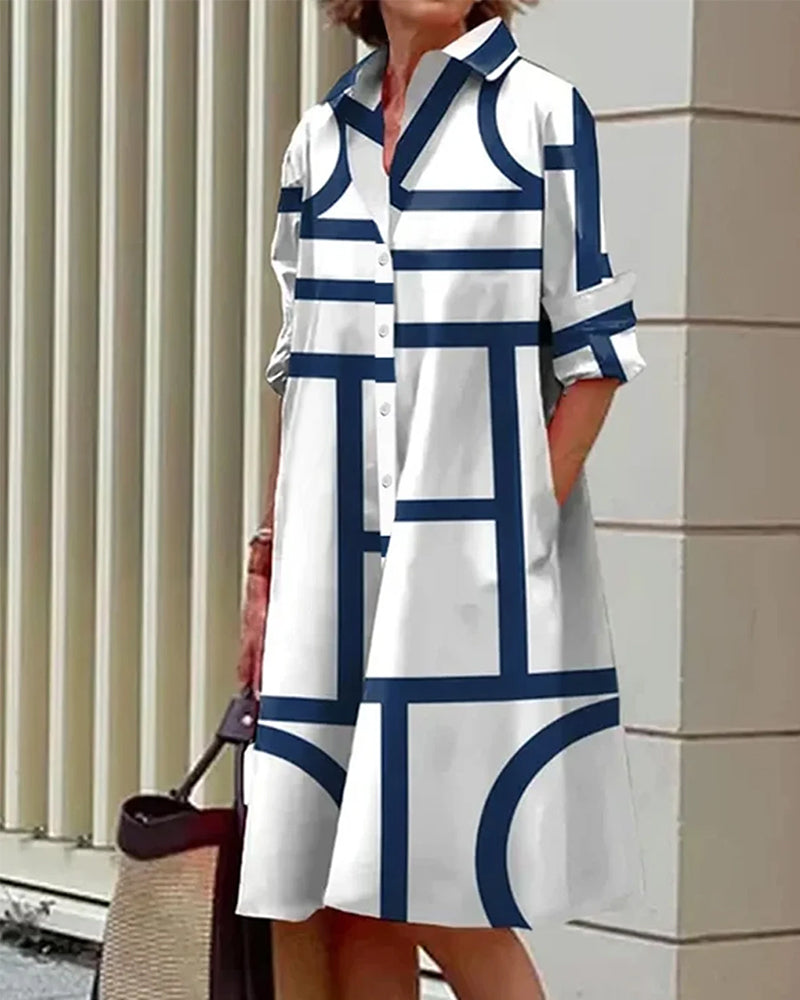 Robe Géométrique - Estelle - Poches - Chic & Confort
