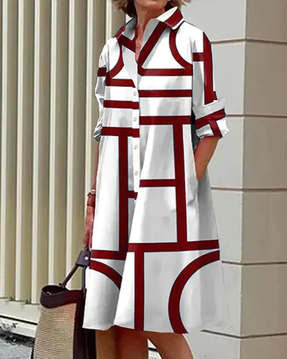 Robe Géométrique - Estelle - Poches - Chic & Confort