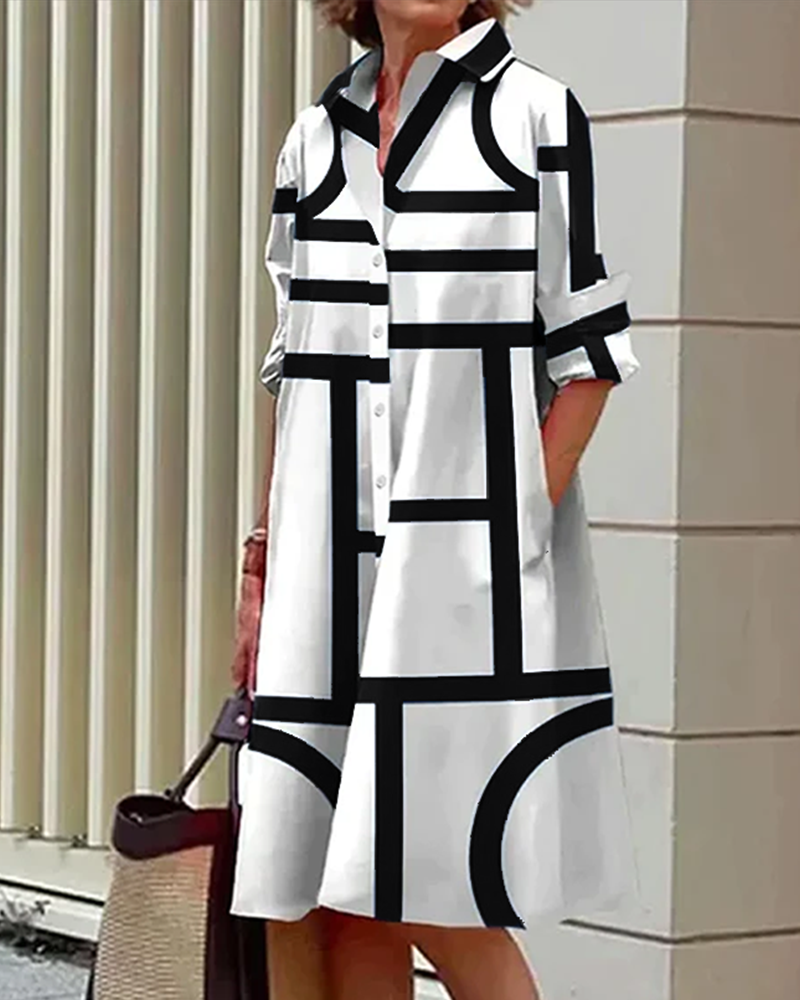 Robe Géométrique - Estelle - Poches - Chic & Confort