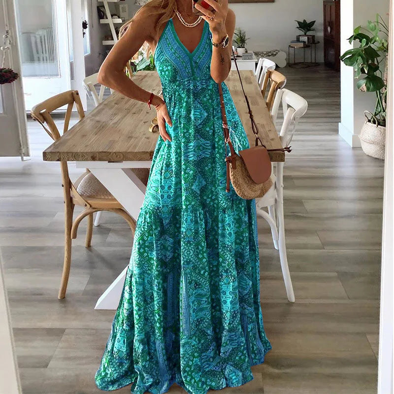 Robe Fleurie Bohème Taille Haute pour Femmes - Élégance Estivale