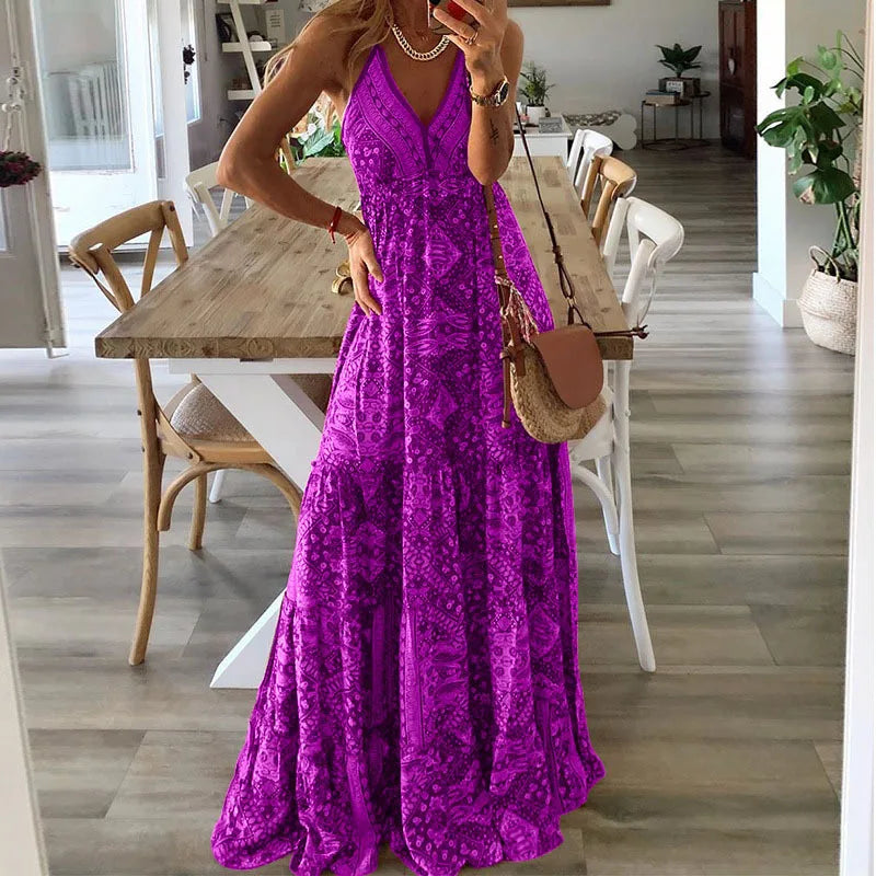 Robe Fleurie Bohème Taille Haute pour Femmes - Élégance Estivale
