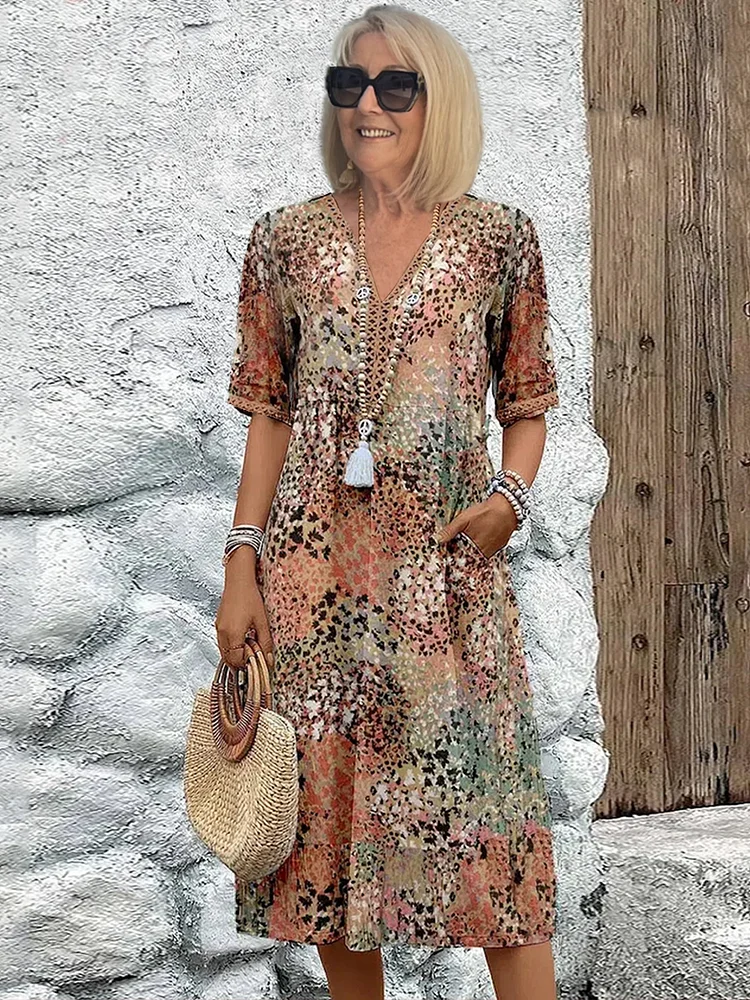 Robe Florale Fluide pour Femmes - Élégance et Confort Estival