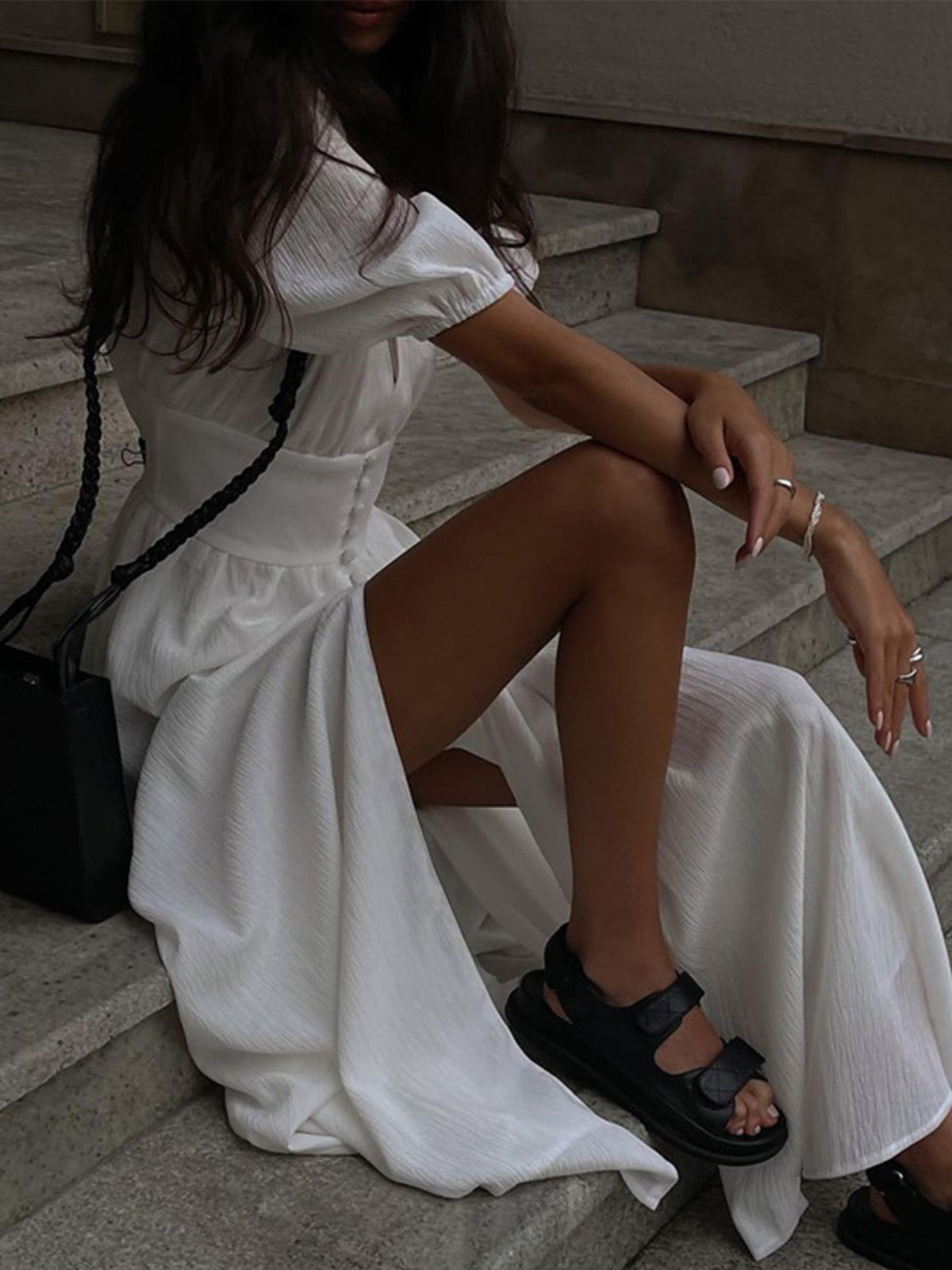 Robe Longue Élégante Femme - Décolleté V Pour Soirées d'Été