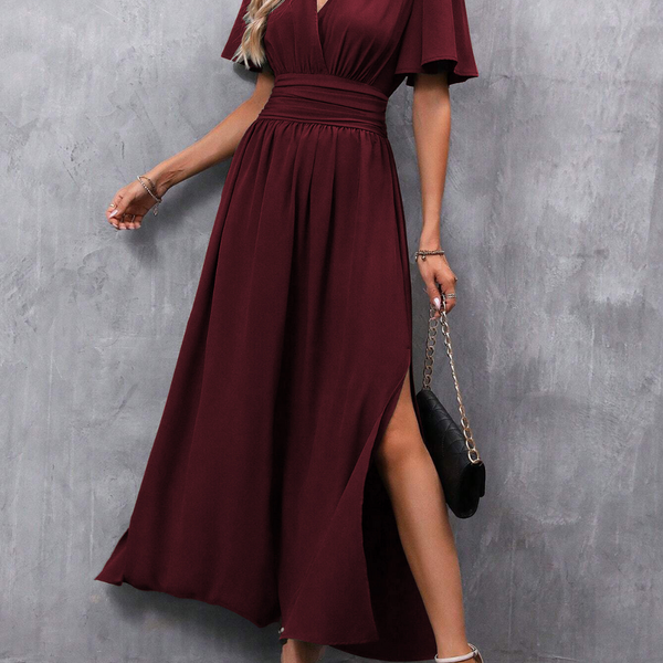 Robe Longue Élégante pour Femme - Jupe Fluide, Ceinture Flatteuse pour Soirées et Cérémonies