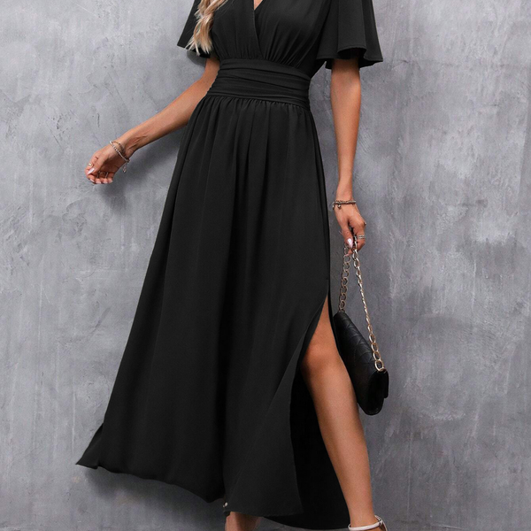 Robe Longue Élégante pour Femme - Jupe Fluide, Ceinture Flatteuse pour Soirées et Cérémonies