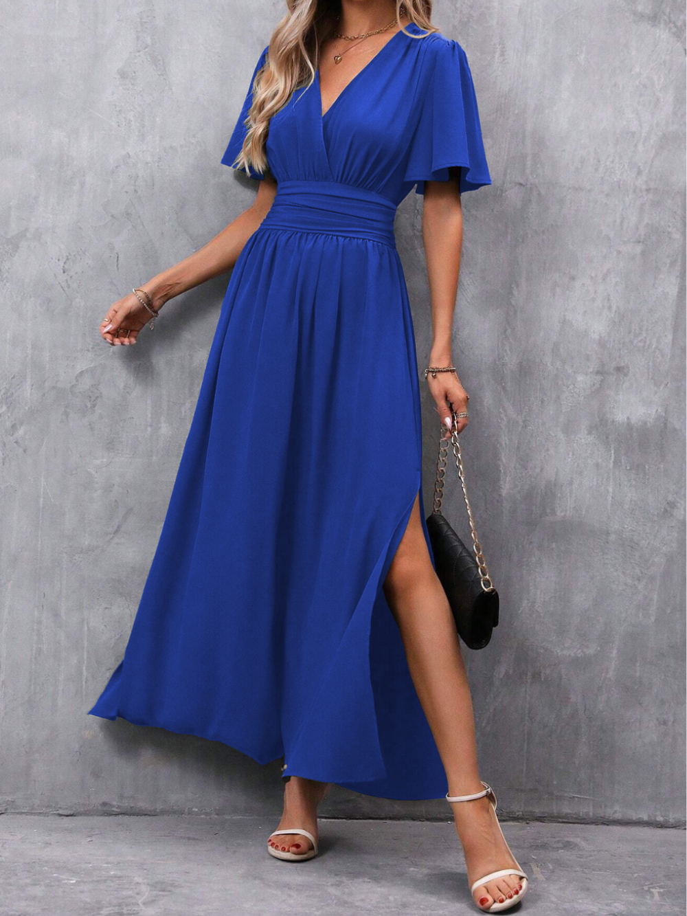 Robe Longue Élégante pour Femme - Jupe Fluide, Ceinture Flatteuse pour Soirées et Cérémonies