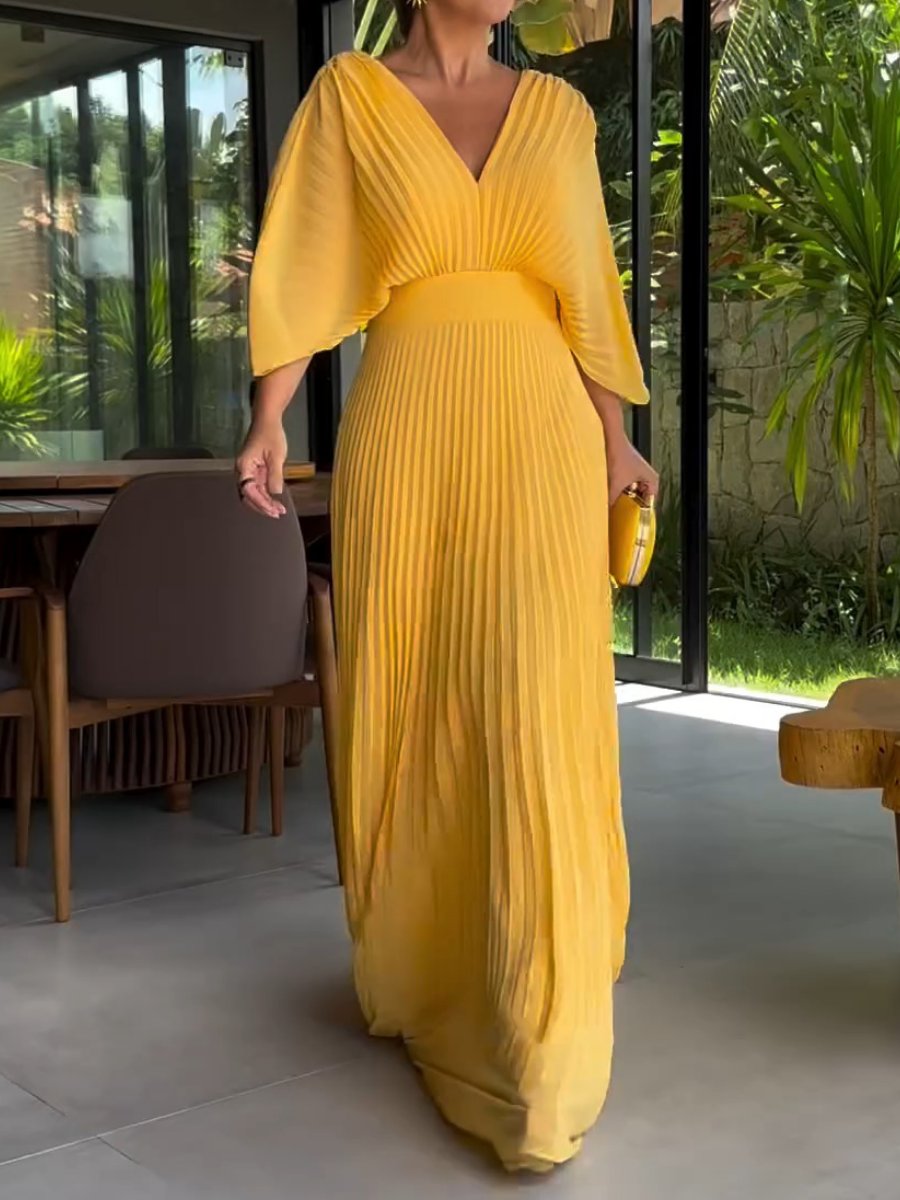 Robe Longue Femme Plissée Élégante – Silhouette Flottante
