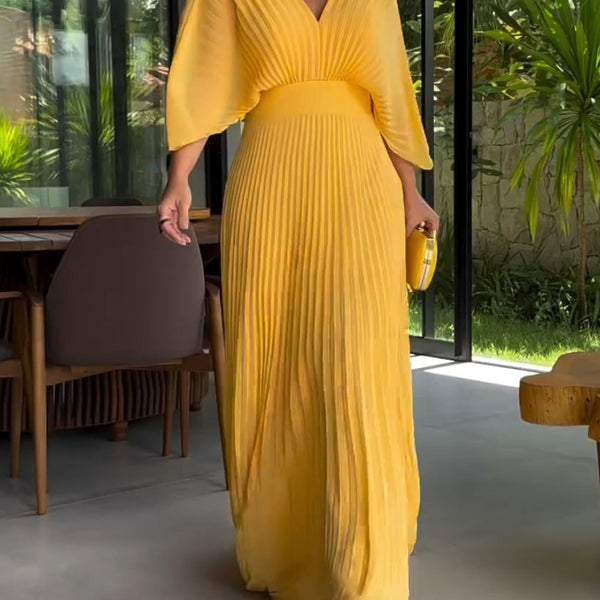 Robe Longue Femme Plissée Élégante – Silhouette Flottante