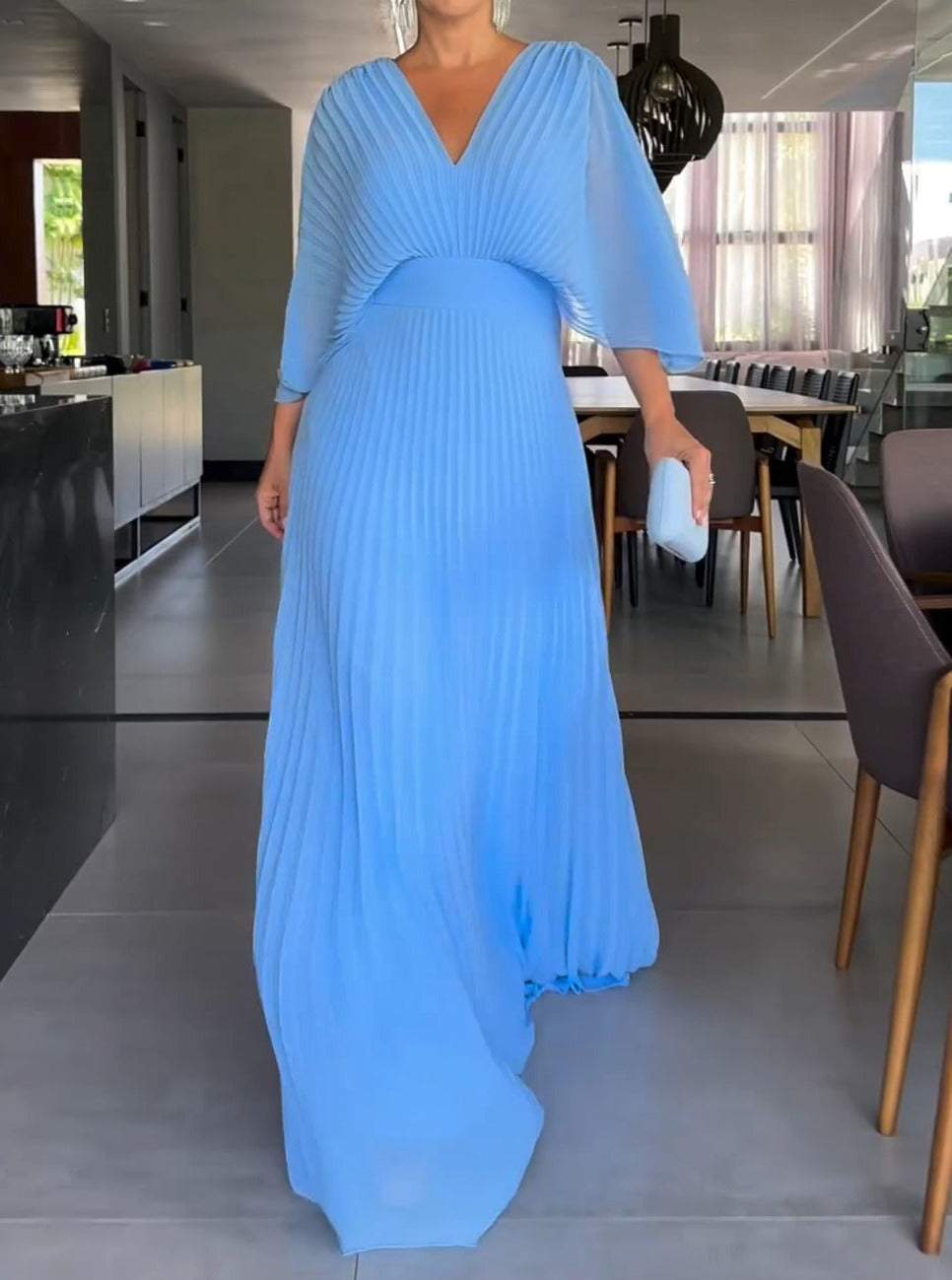 Robe Longue Femme Plissée Élégante – Silhouette Flottante