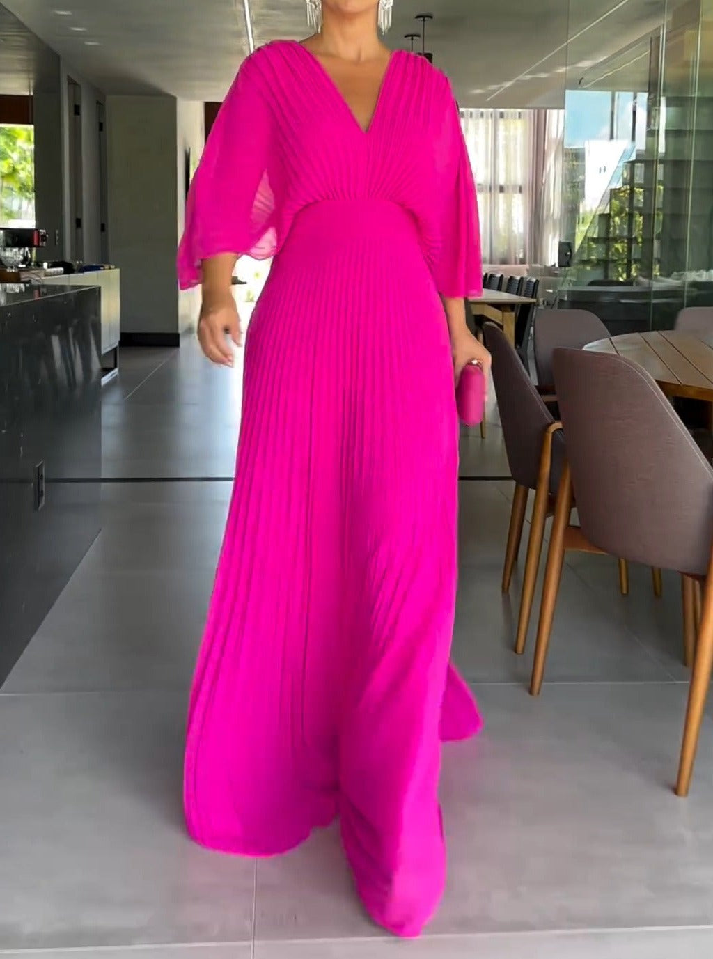 Robe Longue Femme Plissée Élégante – Silhouette Flottante