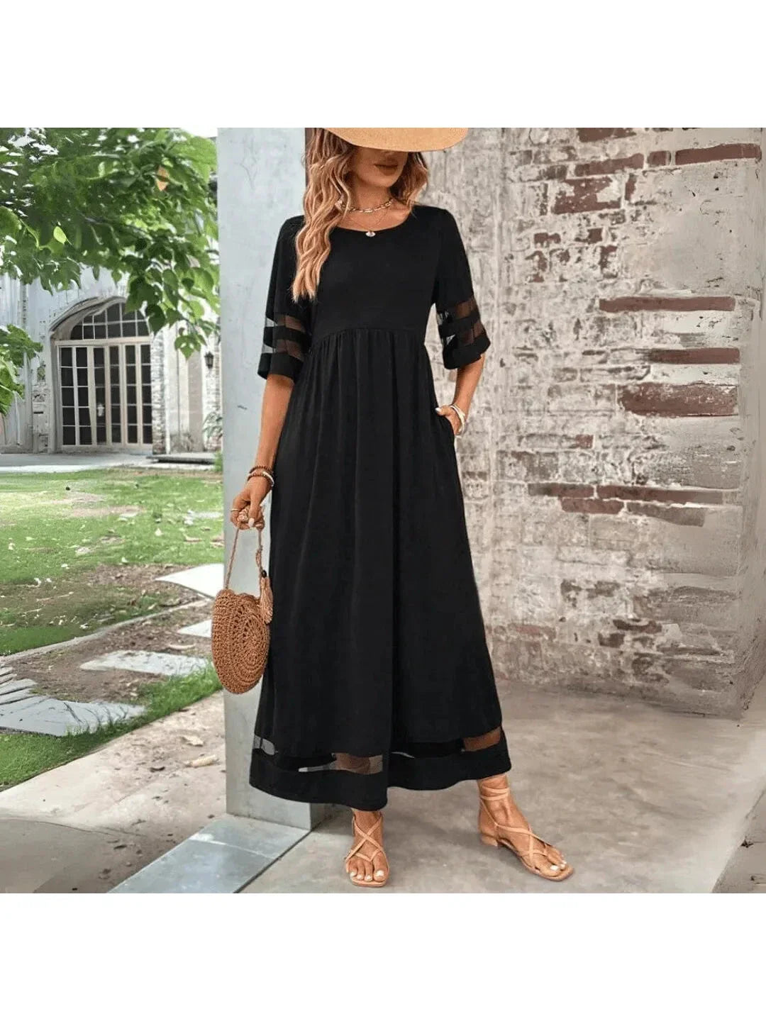 Robe Maxi Femme Élégante – Silhouette Évasée avec Poches