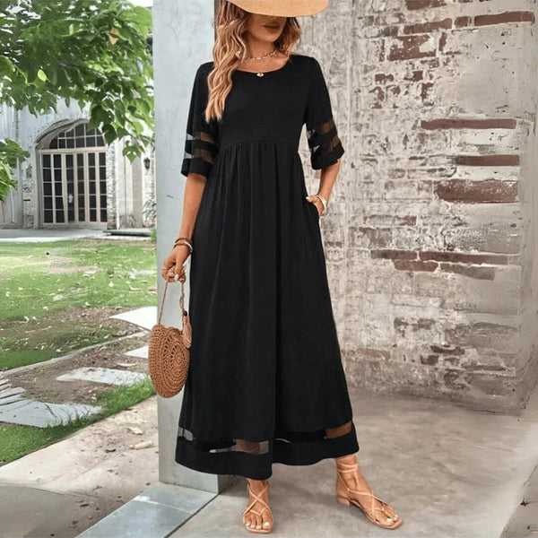 Robe Maxi Femme Élégante – Silhouette Évasée avec Poches