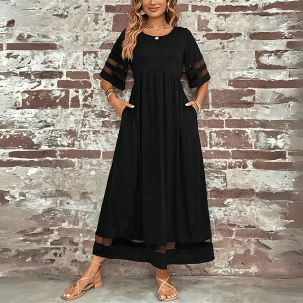 Robe Maxi Femme Élégante – Silhouette Évasée avec Poches