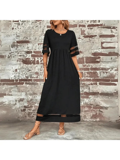 Robe Maxi Femme Élégante – Silhouette Évasée avec Poches
