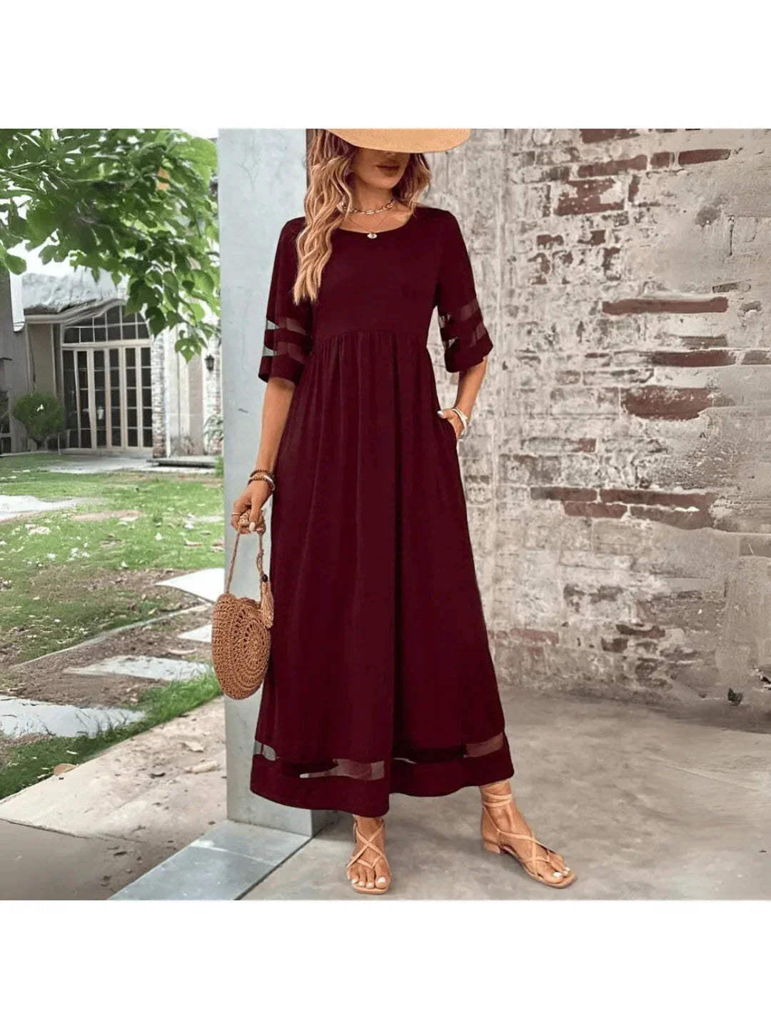 Robe Maxi Femme Élégante – Silhouette Évasée avec Poches