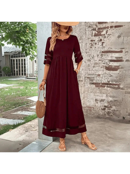 Robe Maxi Femme Élégante – Silhouette Évasée avec Poches
