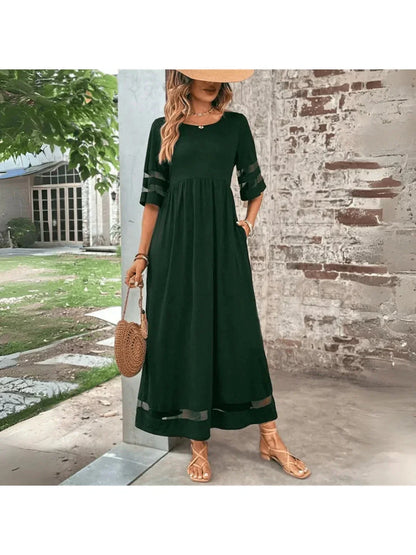Robe Maxi Femme Élégante – Silhouette Évasée avec Poches