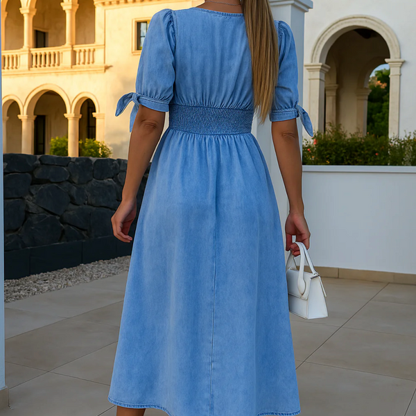 Robe Midi Boutonnée pour Femmes – Élégance Vintage Décontractée