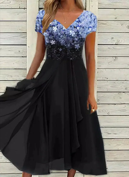Robe Soirée Midi Fleurie Femme - Élégance Florale
